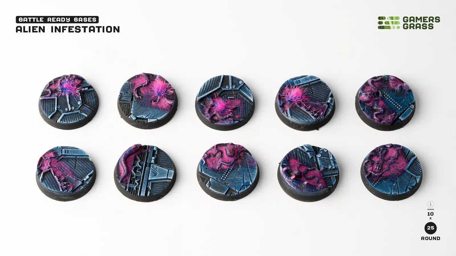 Bases - Alien Infestation, Round 25mm (x10) – Warsenal