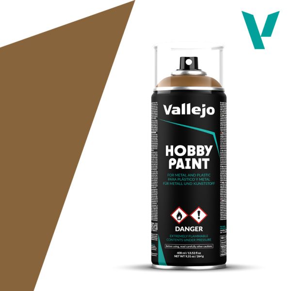 Vallejo Hobby Paint: Leather Brown  Spray Primer (400ml)