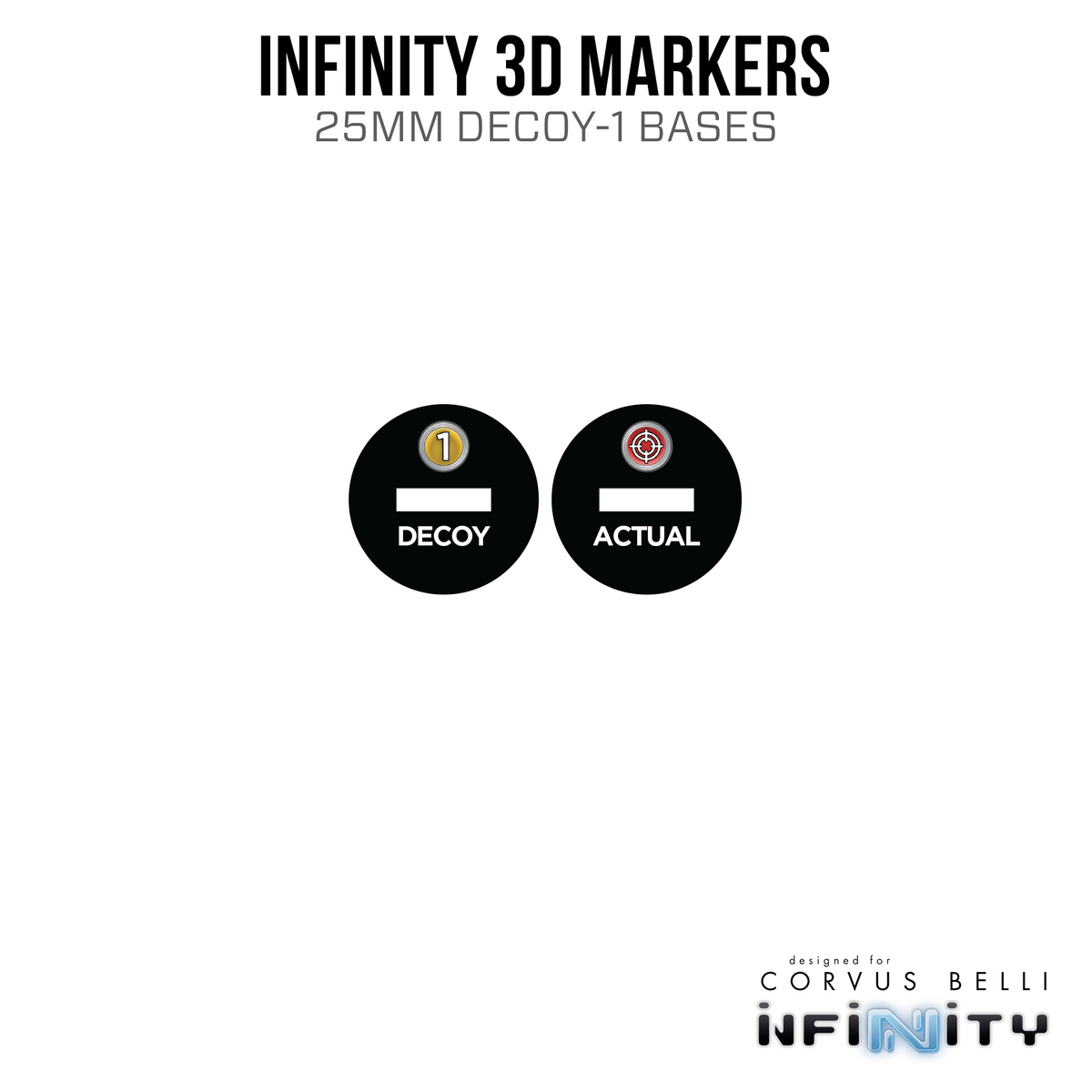 Infinity 3D Markers: Strelok (2x 25mm Camo -3, Decoy -1)
