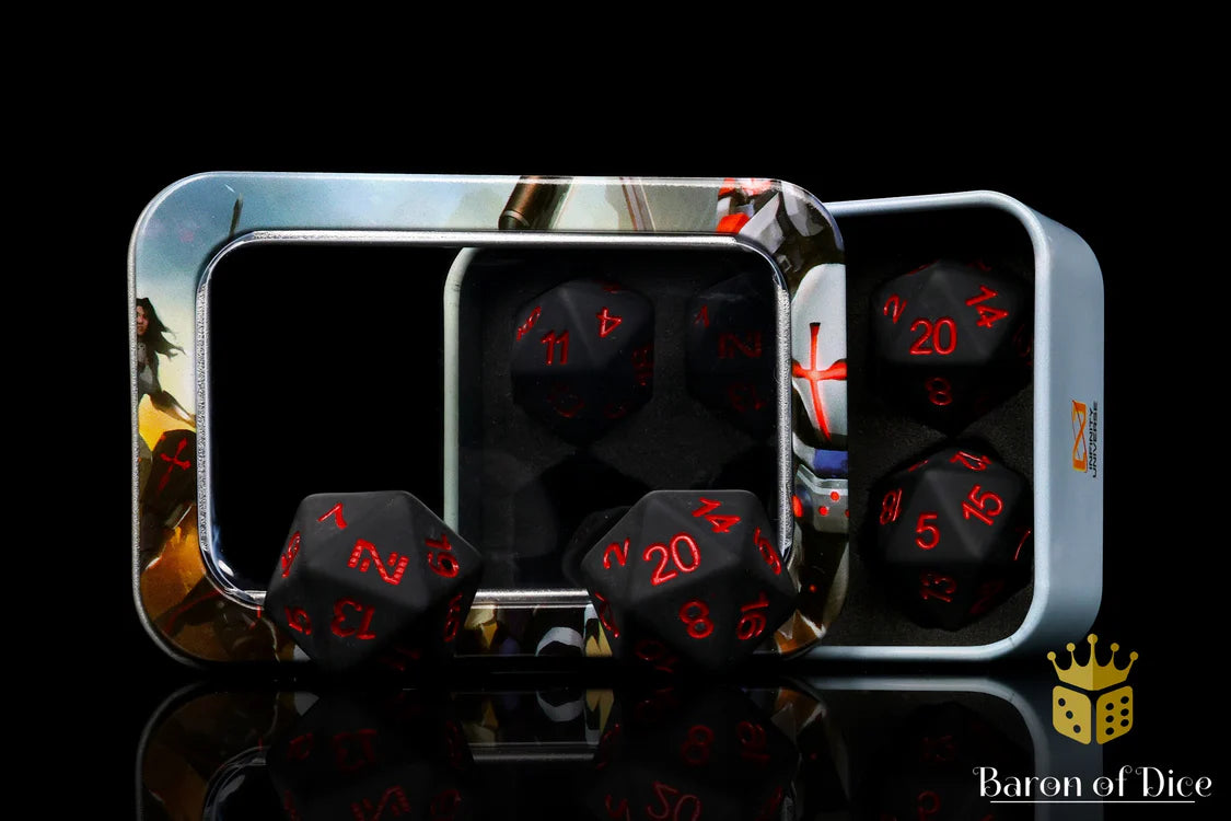 INFINITY: MATTE BLACK W/ BLOOD RED, N5 DICE SET