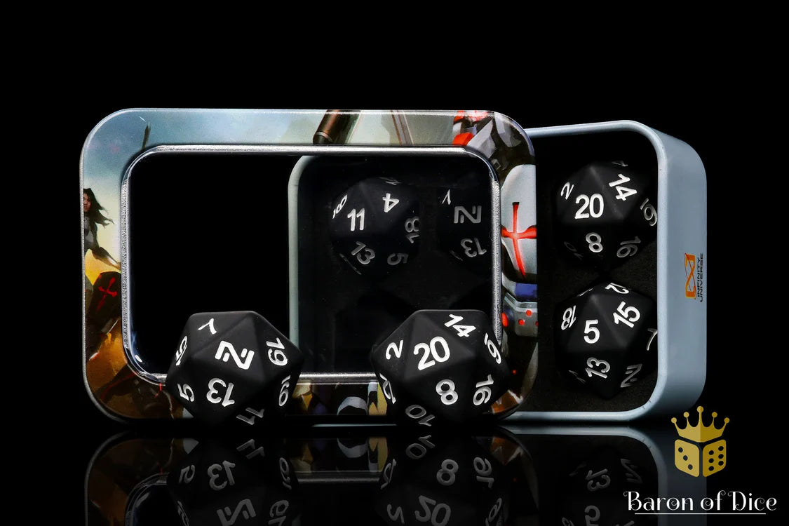 INFINITY: MATTE BLACK W/ WHITE, N5 DICE SET