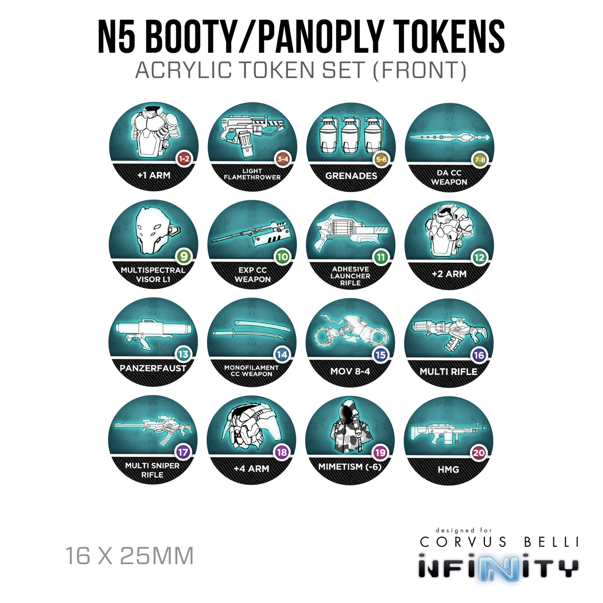 Infinity N5 Acrylic Booty / Panoply Token Set
