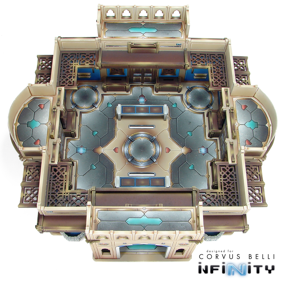 Alcazaba Sahn objective room — bare MDF terrain by Warsenal