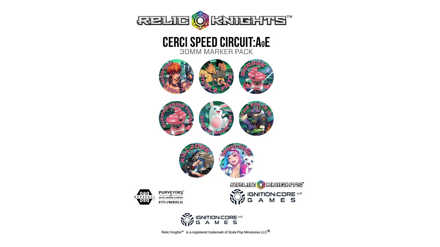 Relic Knights: Cerci Speed Circuit: AOE 30mm Marker Pack (8 Pack ...
