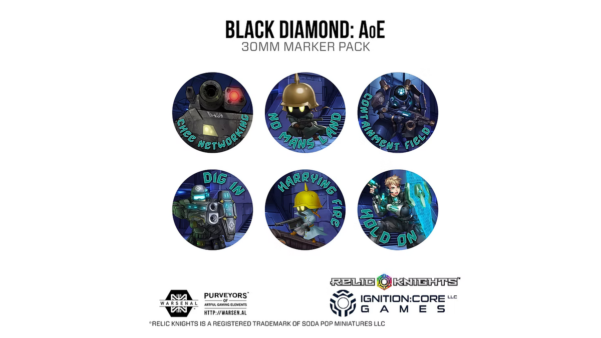 Relic Knights: Black Diamond: AOE 30mm Marker Pack (6 Pack)
