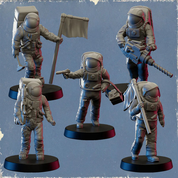 Lunar Multipart Plastic Astronauts