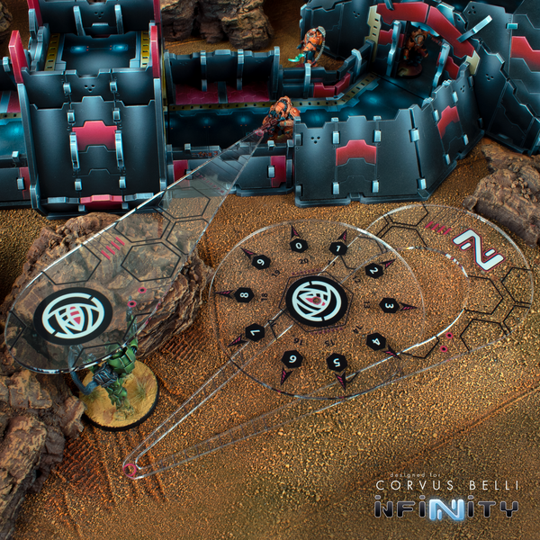 Infinity the Game Faction Template Set acrylic blast teardrop template